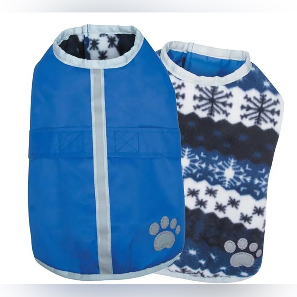 Zack & Zoey Nor’ Easter Reversible Blue Dog Blanket Raincoat Snowflake Large